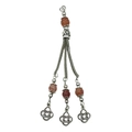 Pendente tribale con perle d'agata marrone e nodi celtici per la creazione di gioielli - Perline Arancioni Nappa Argento Antico (21105)