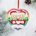 Ornamento natalizio a cuore personalizzabile con pupazzi di neve e cornice arcobaleno - Coppia Doppio Cuore Bianco (c0509)