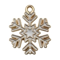 Golden Christmas snowflake pendant with white enamel finish and metallic trim - White Snowflake (18062) / White