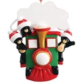 Ornamento natalizio in resina personalizzabile con orsi su un trenino colorato - Stile Treno a 3 Orsi