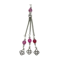 Pendenti etnici con perle rosa e nappe con nodi celtici in metallo argento - Perline Viola Nappa Argento Antico (21112)