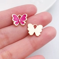 Handheld rozerode emaille vlinderbedeltjes met gouden metaalplating voor DIY sieraden maken - Vlinder