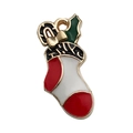 Christmas stocking enamel pendant with red and white oil drip design and Xmas lettering - Red Christmas Sock (18063) / Red
