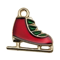 Christmas ice skate pendant in red and green enamel with golden alloy finish - Red Ice Skate (18064) / Red