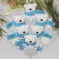 Family of six polar bears resin Christmas tree ornament with customizable names - 6 Polar Bears Resin
