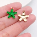Pendentif étoile de mer en émail vert avec placage d'or pour bijoux DIY - 13X15mm / Étoile de Mer en Émail Vert Foncé (18456)