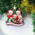Christmas tree family of four resin pendant with blank banner for personalized names - 4 People Family Resin Hand Painted Hanging Ornament