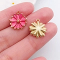 Roze madeliefje DIY bedeltje met goudlaag en emaille voor het maken van sieraden - Madeliefje