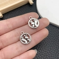 Colgantes de plata del zodiaco conejo y serpiente para la creación de joyas DIY - Placa Redonda de Serpiente y Conejo (21480) / 17x14mm