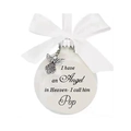 White memorial bauble with silver angel charm and I call him Pop script design - New Pop