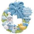 Ornamento natalizio neonato personalizzato con pupazzo di neve e papera di gomma - Ciondolo ad Anello Pupazzo di Neve Blu Resina