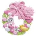 Ornamento natalizio personalizzato per il primo Natale con pupazzo di neve e papera - Ciondolo ad Anello Pupazzo di Neve Rosa Resina