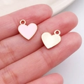 Pink drip oil heart charm with gold border and radiating texture on the back - Pink Heart Pendant (15811)