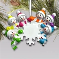 Ornamento natalizio personalizzato in resina con sette pupazzi di neve e nastro bianco - 6 Pupazzi di Neve