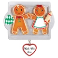 Weihnachtsanhänger Lebkuchenpaar mit Herzanhänger und Made With Love Gravur auf Weiß - Paar-Stil