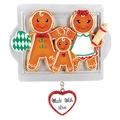Lebkuchenfamilie Weihnachtsanhänger mit Silberrahmen und Herzanhänger zum Aufhängen - Kleine Familie Stil