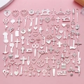 Silver alloy DIY charm set with sewing tools and cross designs for jewelry making - Bright Silver Mixed (SN1026)