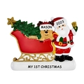 Addobbo natalizio personalizzato 2023 My 1st Christmas con Babbo Natale e la slitta - 1 Cane Domestico (c0841)