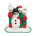 Personalisierter Schneemann-Weihnachtsbaumschmuck mit weißer Glitzerbasis für DIY-Namen - 3-Personen-Familie