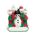 Schneemann und 4 Elfen Weihnachtsanhänger mit beschreibbarem Banner für DIY-Namen - 4-Personen-Familie