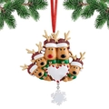 Christmas reindeer family of four resin ornament with white heart for customization - 5 Snowflake Reindeer Family