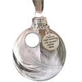 Bola de Navidad con pluma blanca, marco para foto y medalla grabada de ángel esposa - Estilo Esposa / Bola 6cm