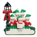 Christmas snowman family ornament with 5 members and street lamp for home tree decor - 5 People Family Style (c0915)