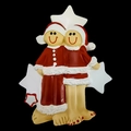 Addobbo natalizio in resina personalizzabile con due figure su sfondo nero opaco - Stile Fratelli Di Natale
