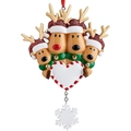 Adorno navideño de familia de renos en resina con colgante de corazón y copo de nieve - Estilo Reno Copo de Nieve (Cuatro Cabezas)