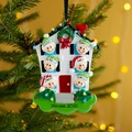 Custom resin Christmas house ornament with six names and 2021 year on tree - 6 People House Style