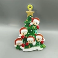 Addobbo per albero di Natale con cinque personaggi e un banner bianco personalizzabile - Stile Cinque Membri della Famiglia (4743228144081)