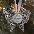 Memorial butterfly ornament with inscribed angel quote hanging on a festive Christmas tree - Son (SON)