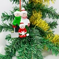 Dettaglio dell'ornamento per slitta familiare in resina fai-da-te su albero di Natale - Stile Slitta Membri della Famiglia