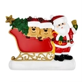 Decorazione natalizia famiglia di renne con Babbo Natale e cervi in una slitta rossa - 2 Cani Domestici (c0841)