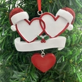 Pendaglio natalizio a doppio cuore con cappelli glitterati e spazio per nomi fai-da-te - Stile Doppio Cuore Dipinto a Mano (A293)