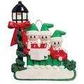 Customizable snowman choir Christmas pendant with vintage street lamp and blank names space - 3 People Family Style (c0915)