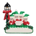 Customized alloy Christmas snowman ornament with four carolers and a black lamp post - 4 People Family Style (c0915)