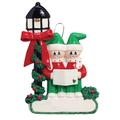 Snowman caroler Christmas ornament with street lamp and customizable white name plates - 2 People Family Style (c0915)
