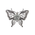 Silver butterfly ornament with crystal hollow wings and heart engraving pendant - Heart Butterfly