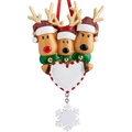 Adorno navideño de familia de tres renos en resina con cordón rojo para regalo - Estilo Reno Copo de Nieve (Tres Cabezas)