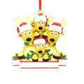 Christmas reindeer family ornament with four deer and DIY banner for names - Painted Reindeer Head Style (Four Heads)