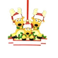 Christmas reindeer family of three resin hanging ornament with white banner - Painted Reindeer Head Style (Three Heads)