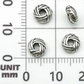 Perline distanziatrici a nodo in argento antico per gioielli su scala da 10 mm - Perlina Distanziatrice Righe Pallavolo Argento Antico (21068) / 3x6 Foro 2mm