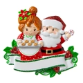 Detailed view of hand-painted resin Mrs. Claus and Santa ornament with glitter accents - Couple Style