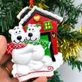 Ornamento natalizio in resina con orsi polari casa e nastro rosso da appendere - Stile Orso Polare Dipinto a Mano