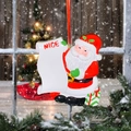 DIY Weihnachtsmann-Anhänger aus Harz mit NICE-Schriftrolle und Geschenkbox-Detail - Weihnachtsmann schreibt Schriftrolle handbemaltes Ornament
