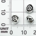 Perline distanziatrici a rosa in argento antico 8-9mm per gioielli e bracciali fai-da-te - Perlina Distanziatrice Rosa Argento Antico (21075) / 6x4 Foro 2mm
