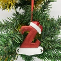 Christmas alphabet ornament letter Z with red sequins and Santa hat on Xmas tree - Letter Z (Style Z)