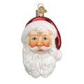 Decorazione classica a forma di testa di Babbo Natale con paillettes rosse e barba riccia - Babbo Natale