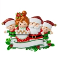 DIY Resin Mrs. Claus and Elves Christmas Hanging Ornament with Customizable Name Banner - 4 Santa Claus And Lady Pendants